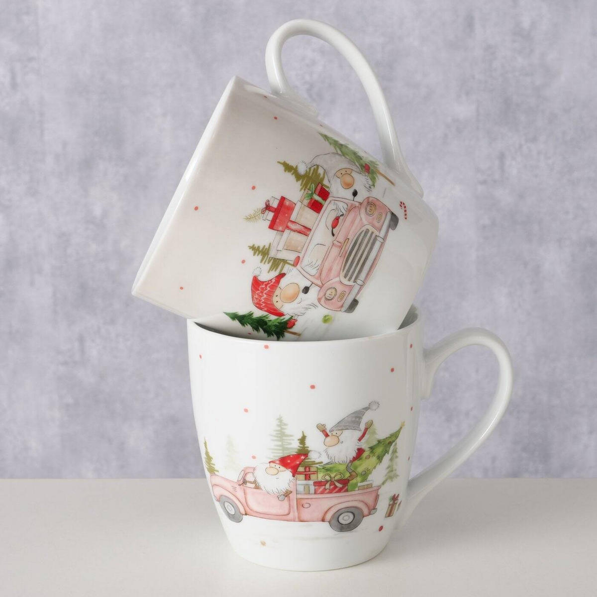BECHER Carrie 480 ml Weihnachtsmotiv - Weiß, Keramik (480L) - Boltze Home