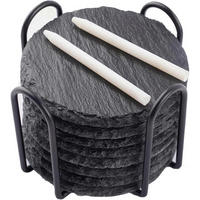 UNTERSETZER Schiefer 8er Set 10 cm - Anthrazit, Stein (10/10cm)