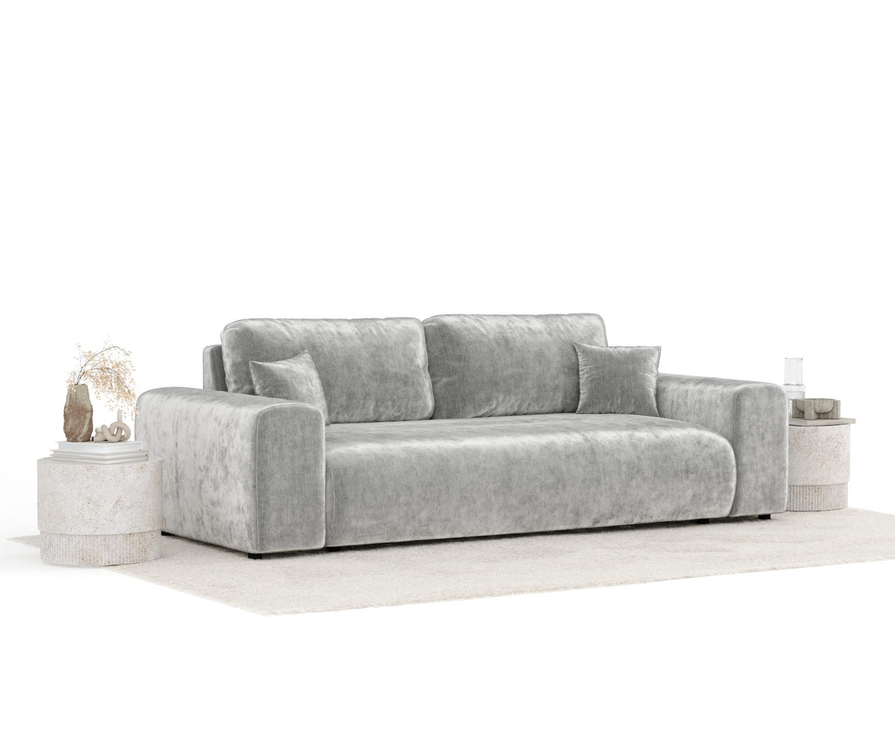 Thumbnail - Maison de Reve 3-Sitzer-Sofa, Hellgrau, Textil, Füllung: Silikon,Schaumstoff, Rundrohr, 213x79x108 cm, Oeko-Tex® Standar...