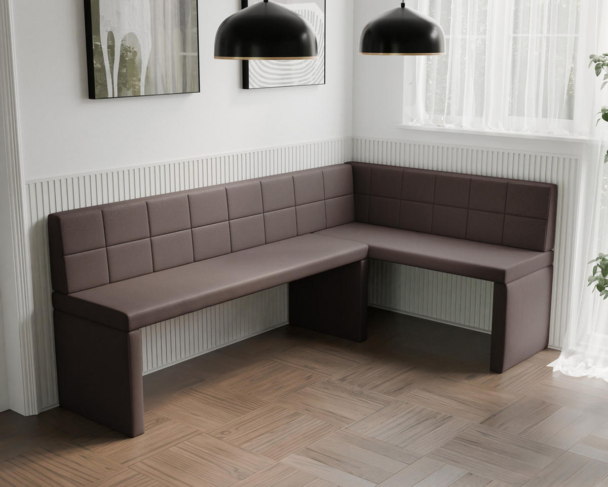 ECKBANK rechts MELVIN Kunstleder, 142/196 cm Braun - Braun, Holz/Kunststoff (142/196cm) - Idohome