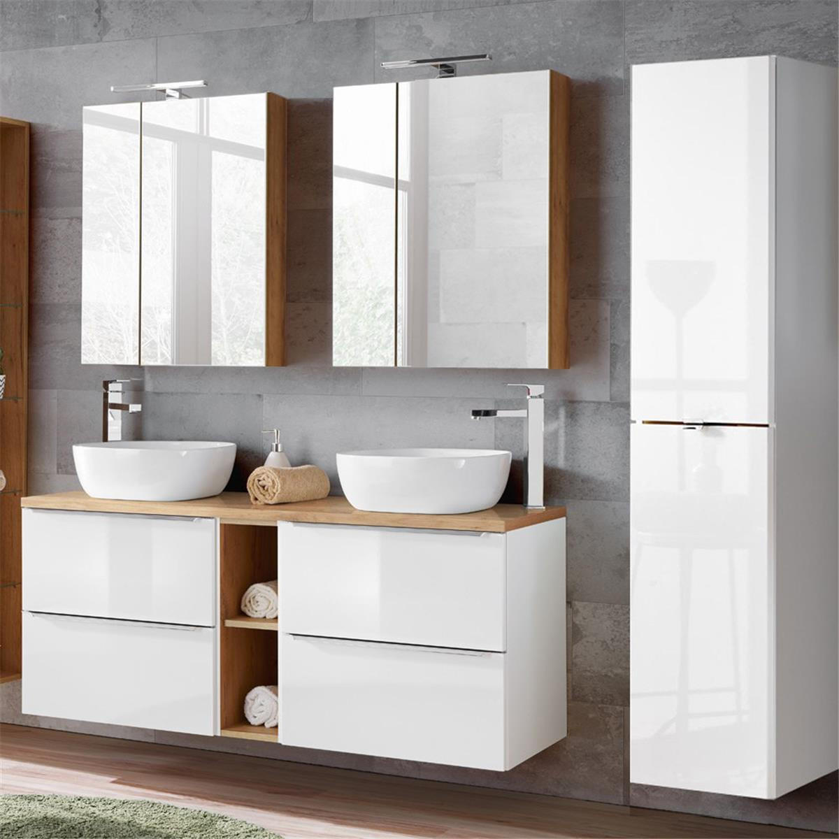 Lomado Badmöbel-Set Weiß 195x190x46 cm