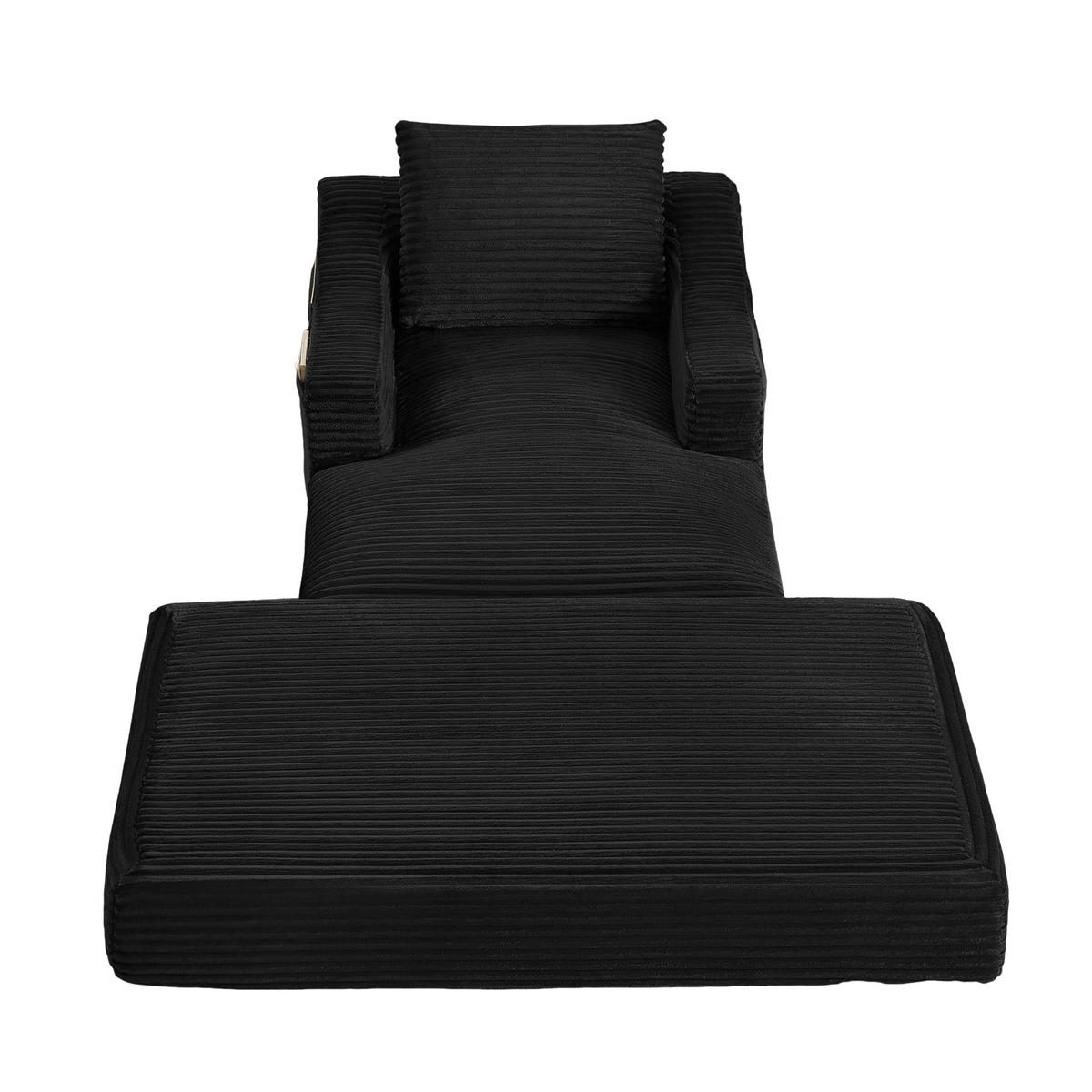 SOFAELEMENT 160/100/85 cm Schwarz Cord mit Aufbewahrungstasche - Schwarz, Textil (162/68/100cm) - Oxeza