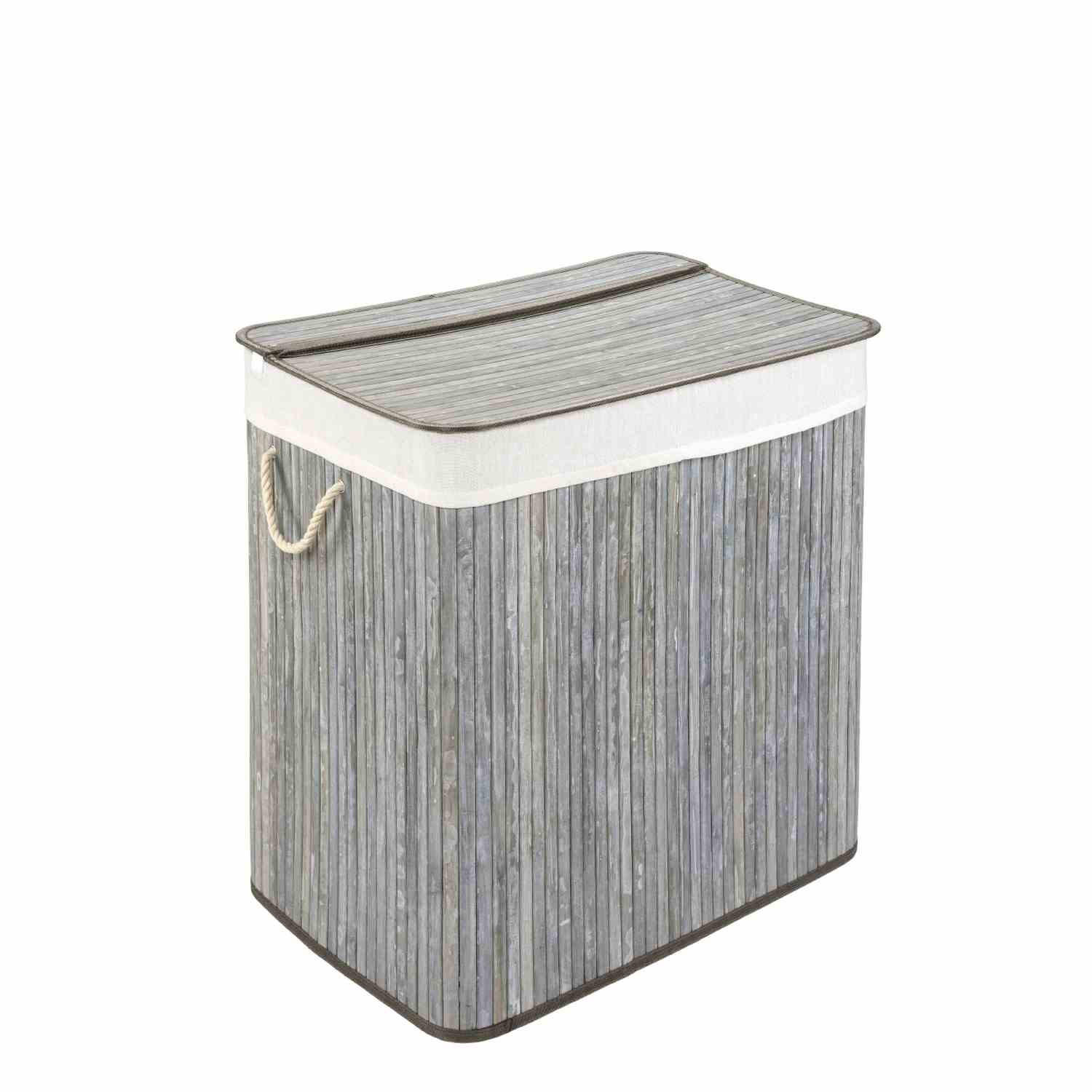 WÄSCHEKORB MIT DECKEL BAMBOO - Anthrazit, Naturmaterialien (40/60/30cm) - WohnDirect