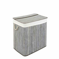 WÄSCHEKORB MIT DECKEL BAMBOO - Anthrazit, Naturmaterialien (60/60/40cm) - WohnDirect
