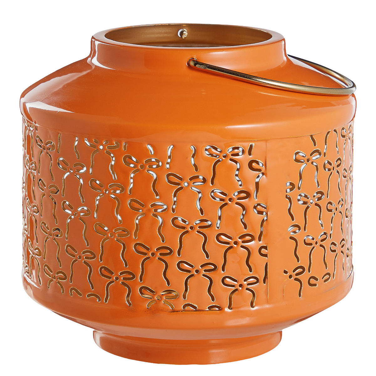 LATERNE Present Schleifen - Orange, Metall (18/17/10cm) - Butlers