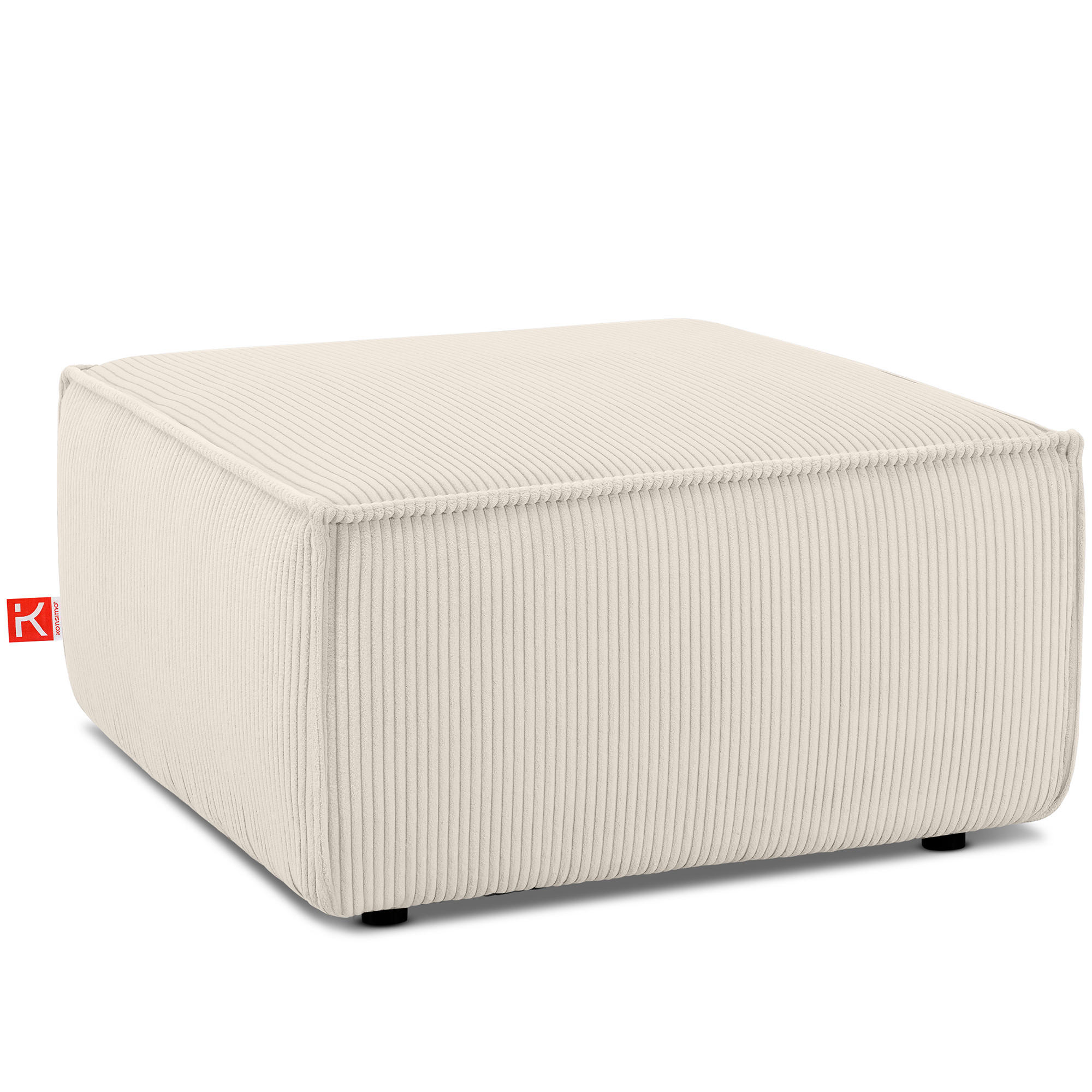 SITZPOUF NAPI gefederte Sitzfläche, creme - Creme/Schwarz, Textil (83/45/83cm) - KONSIMO®