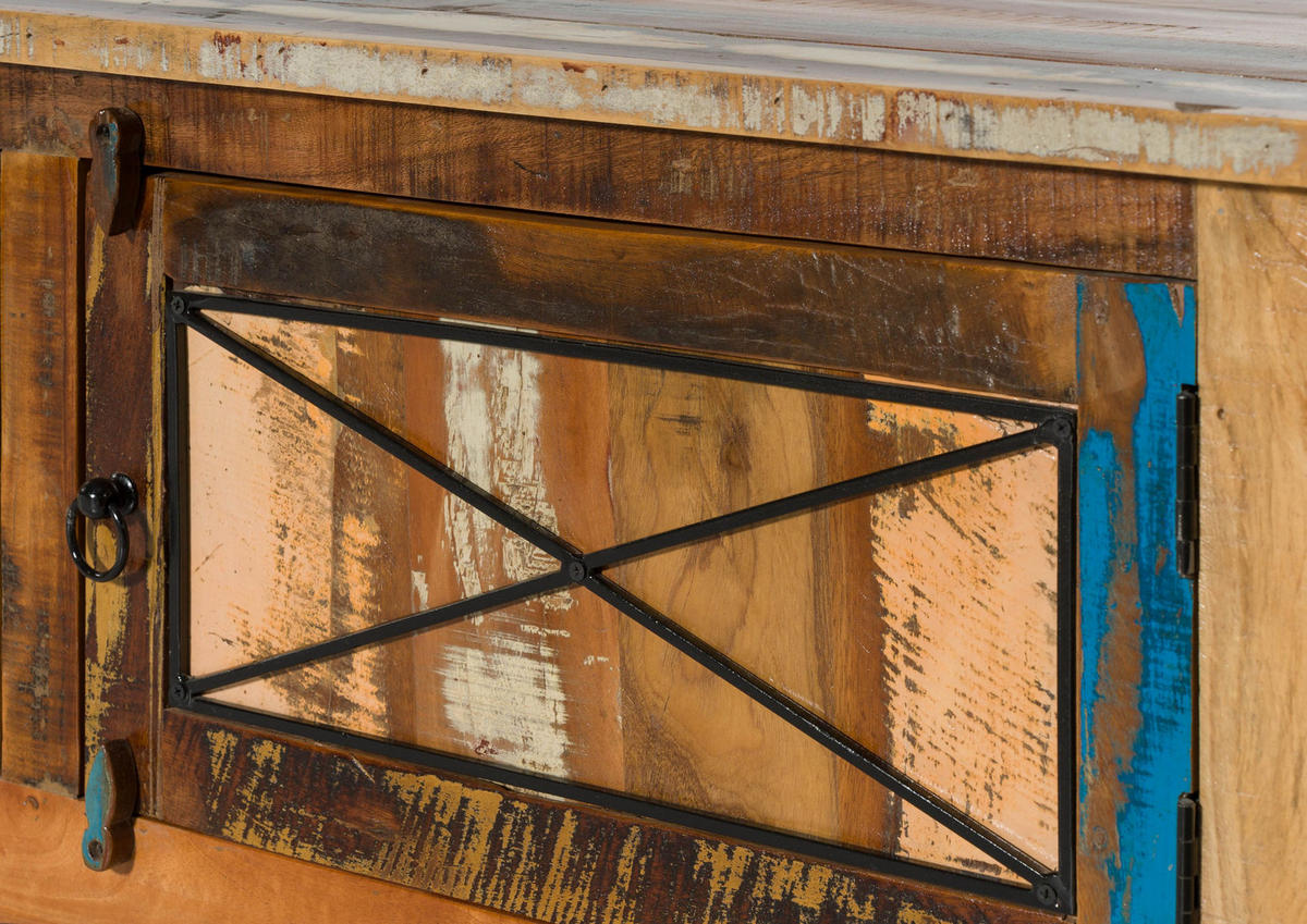 TV-BOARD Altholz 220x40x50 mehrfarbig lackiert NATURE OF SPIRIT #44 - Multicolor, Holz (40/50/220cm) - Massivmoebel24