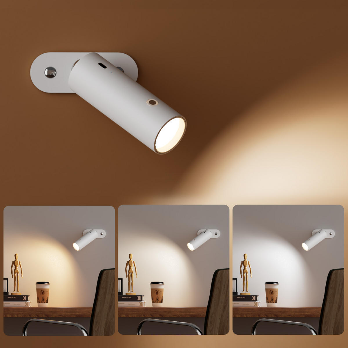 SCHREIBTISCHLAMPE LED Dimmbar Kabellos Weiß - Weiß, Metall (33/12/33cm) - EMKE