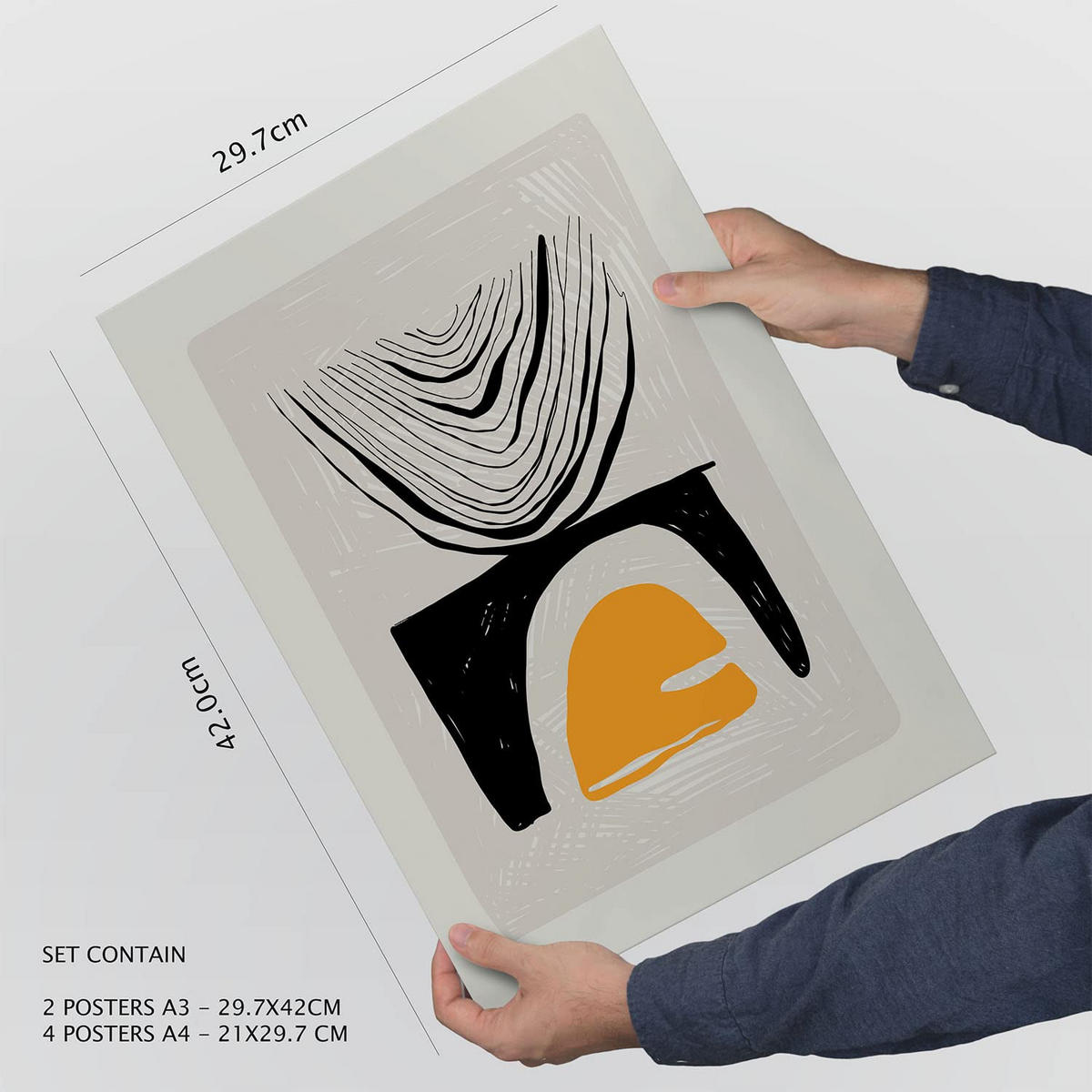 POSTER Set Mit 6 Schwarze Tintenfrüchte Größe A3 & A4 Weißer Rahmen - Weiß, Papier (29.7/1cm) - Nacnic
