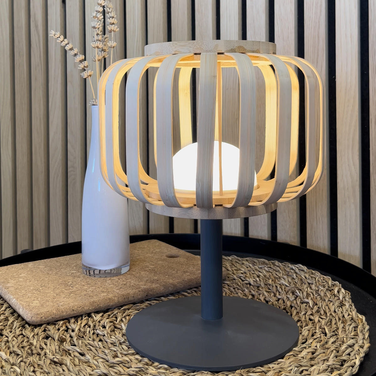 TISCHLAMPE STANDY BAMBOU beige - Beige, Holz (19/19/25cm) - Lumisky