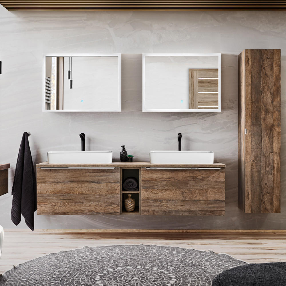 BADMÖBEL-SET 9-TLG. Puebla-56 - Braun, Holzwerkstoff (225/200/46cm) - Lomado