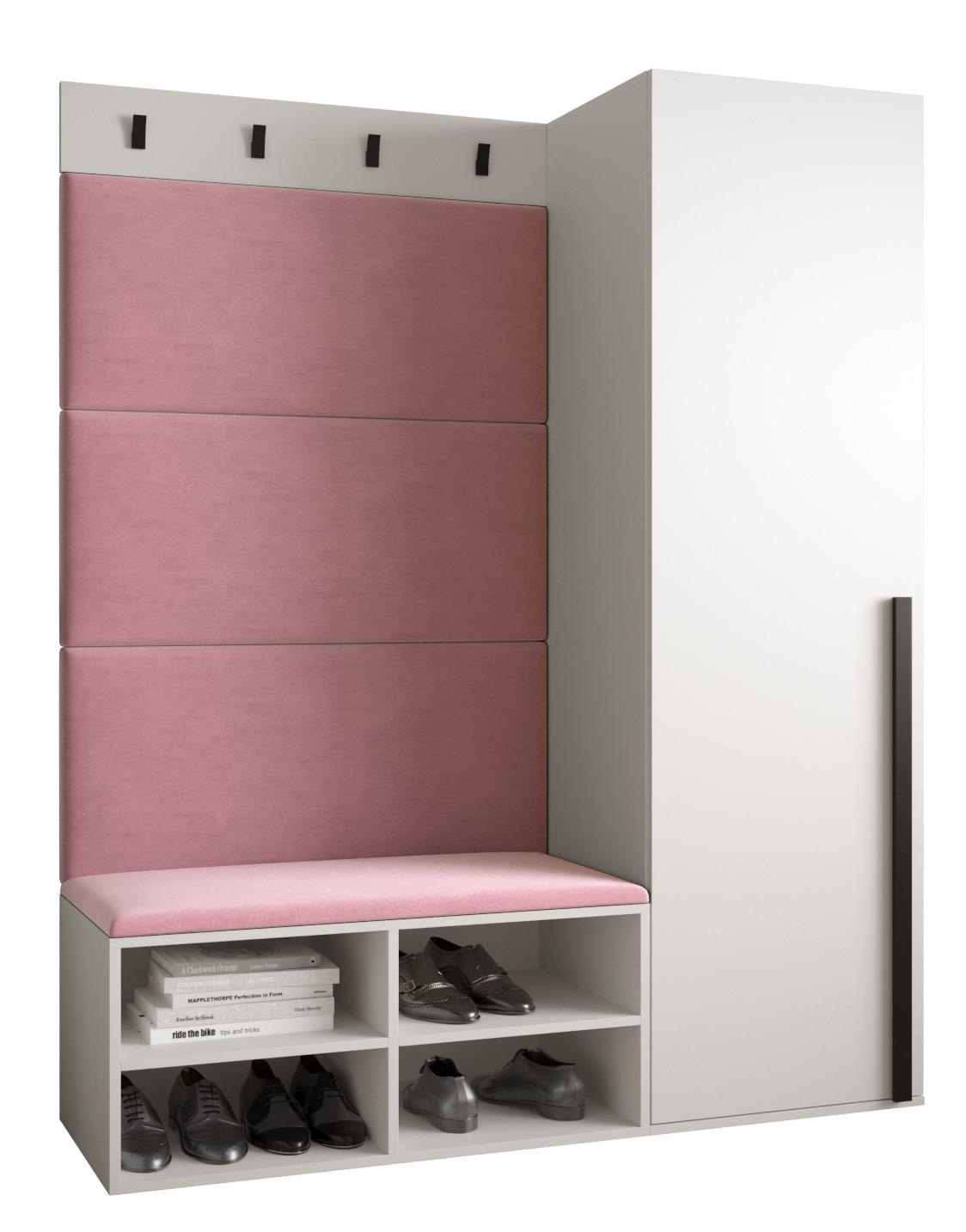 Möbel Kryspol Garderoben-Set Weiß, Pink 134x184x42 cm