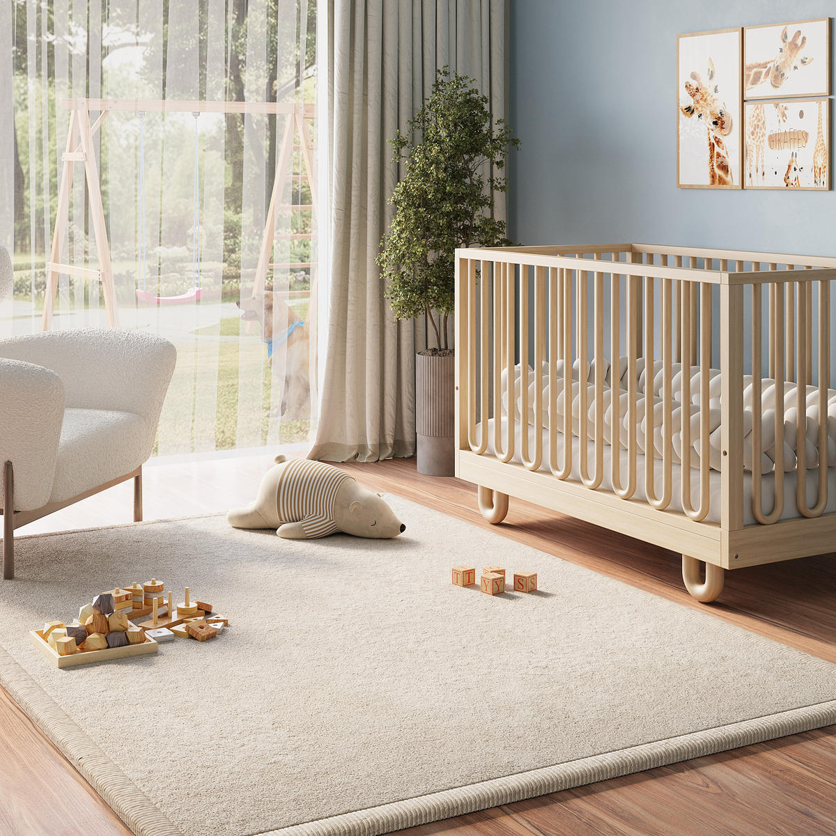 KINDERTEPPICH FLUFFIN beige kuschelig waschbar 120/170 cm - Beige, Textil (120/170cm) - Tapiso