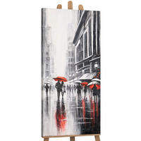 GEMÄLDE Scharlachrote Reflexionen auf Keilrahmen 115x50 cm - Multicolor, Holz (115/50cm) - YS-art gallery