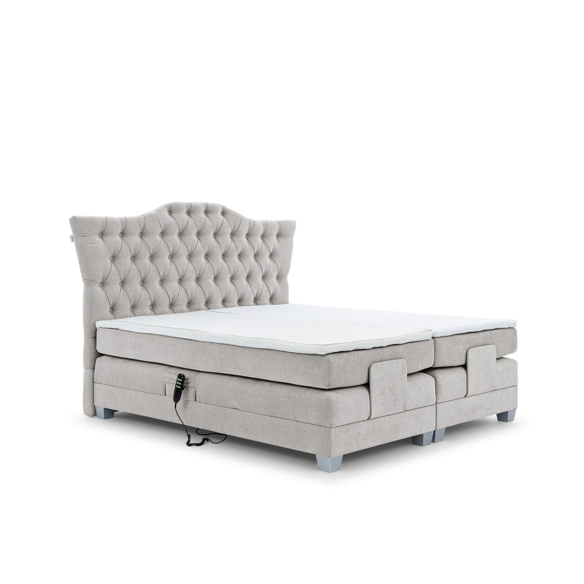 BOXSPRINGBETT Bett Elektrisch Fausto - Grau, Holzwerkstoff/Textil (120/200cm) - Fun Möbel