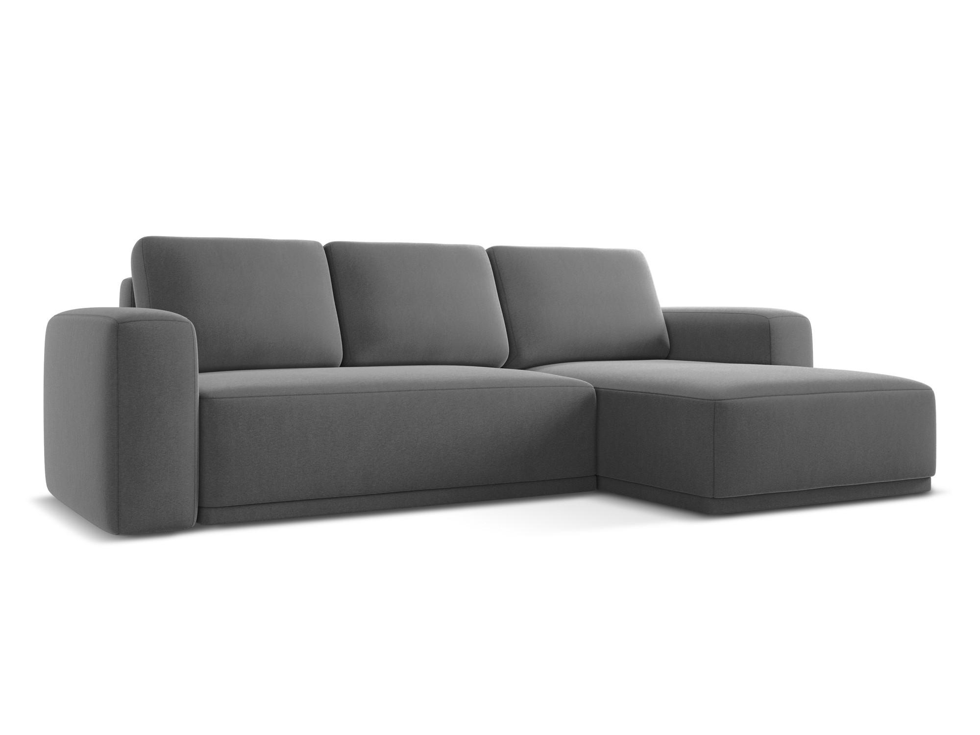 ECKSOFA mit Schlaffunktion Samt Stoff Grau - Schwarz/Grau, Kunststoff/Textil (258/160cm) - Makamii