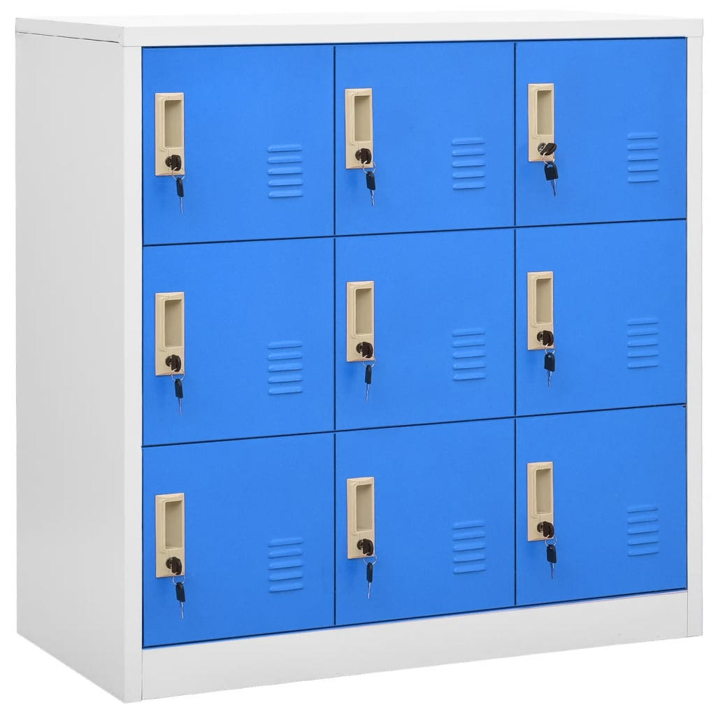 SCHLIESSFACHSCHRANK Hellgrau Und Blau 90/45/92,5 Cm Stahl - Blau, Metall (45/92.5/90cm) - vidaXL