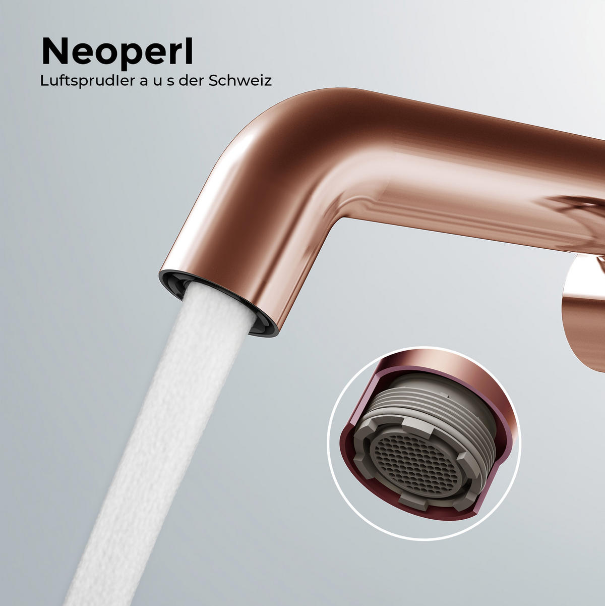 WASCHTISCHARMATUR Ventilkernzertifizierung Rosengold 15cm - Roségold, Metall (20/7.6/22.2cm) - EMKE