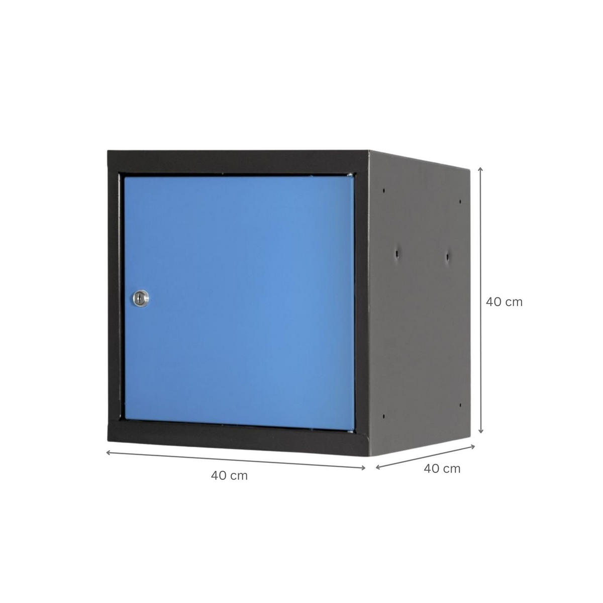 SCHLIESSFACHWÜRFEL 2x Blocky mit Zylinderschloss + 2 Schlüssel 40x40x40cm Anthrazit/Lichtblau - Blau/Anthrazit, Metall (40/40/40cm) - PROREGAL