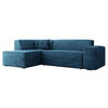 ECKSOFA Lordin Cord, Seite: Links - Blau/Schwarz, Holz/Textil (267/205cm) - MIRJAN24