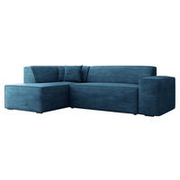 ECKSOFA Lordin Cord, Seite: Links - Blau/Schwarz, Holz/Textil (267/205cm) - MIRJAN24