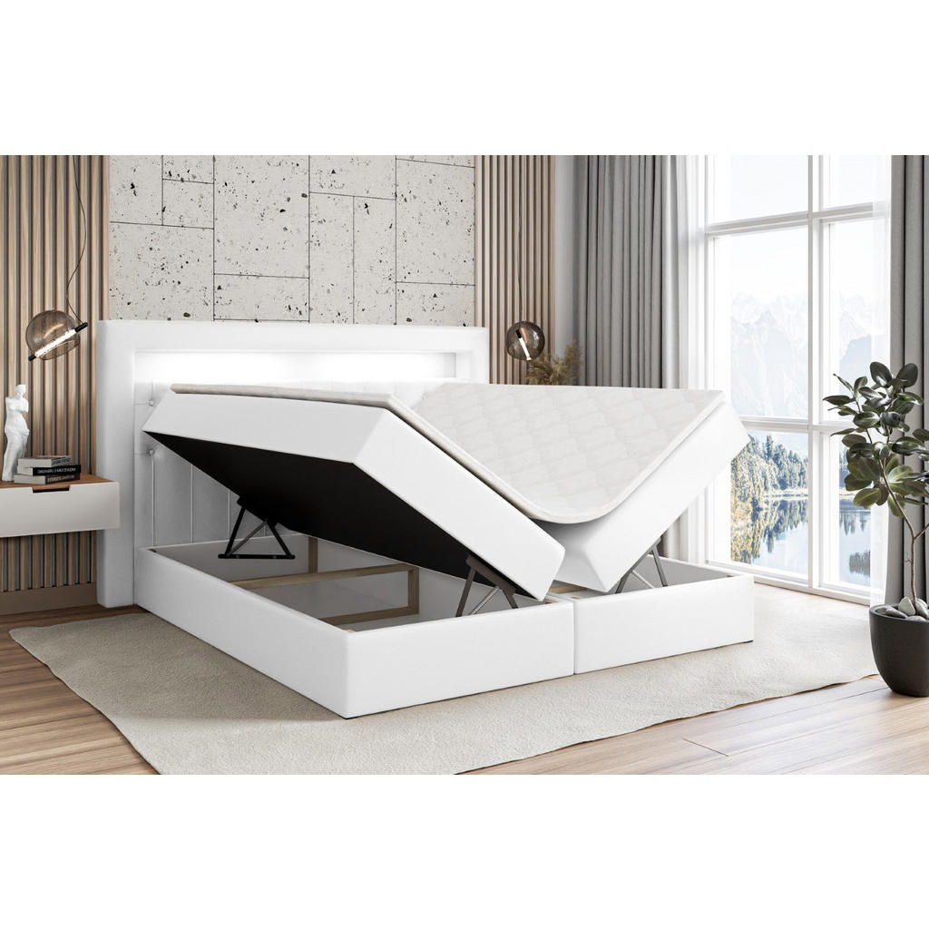 Thumbnail - Altdecor Boxbett, Weiß Hochglanz, Holzwerkstoff, Höhe ca. 19 cm, 120x200 cm, Schlafzimmer, Betten, Boxspringbetten