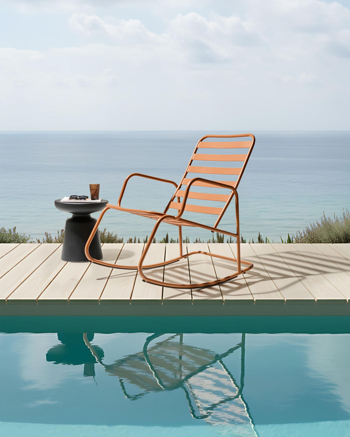 GARTEN-SCHAUKELSTUHL Goldbraun Turi - Braun, Metall (66/92/96cm) - Beliani