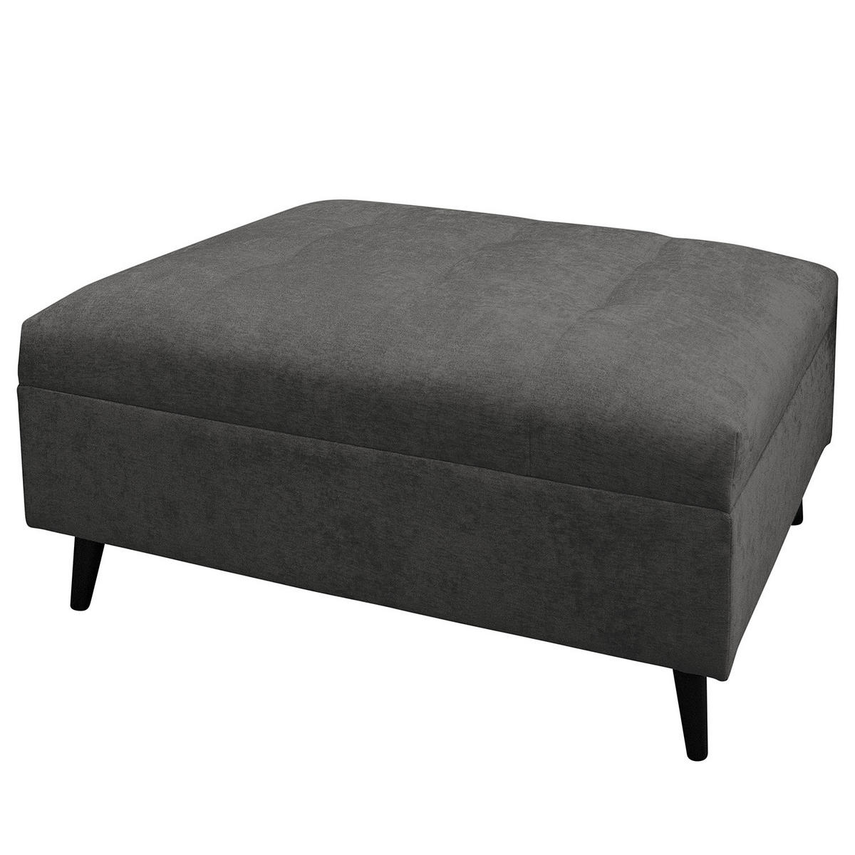 ECKSOFA mit Ottomane und Hocker - Schwarz/Grau, Birkenholz/Textil (247/174cm) - home24