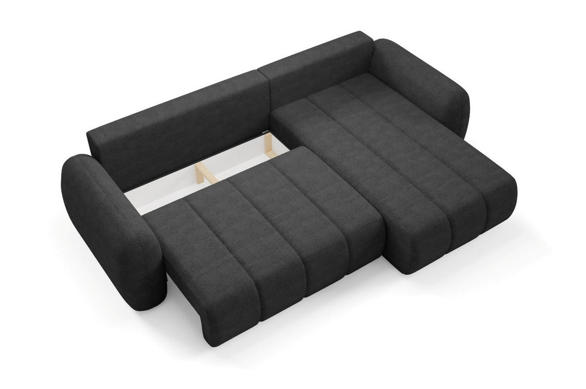 ECKSOFA mit Schlaffunktion Premium Graphitfarben - Schwarz/Graphitfarben, Holz/Holzwerkstoff (304/190cm) - Furnisell