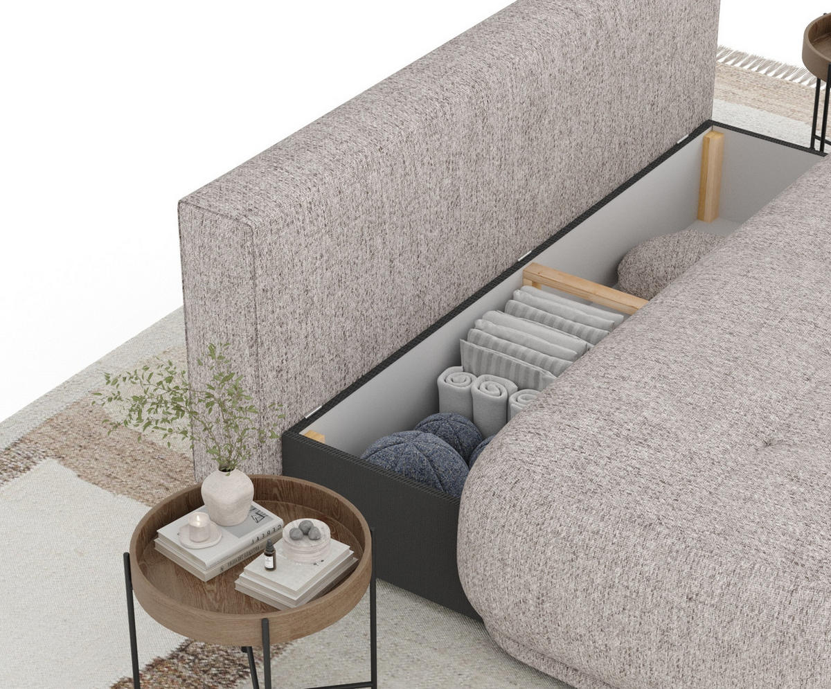 SCHLAFSOFA Cirrus Hellbraun Webstoff - Hellbraun/Schwarz, Holz/Holzwerkstoff (206/95/105cm) - Maison de Reve