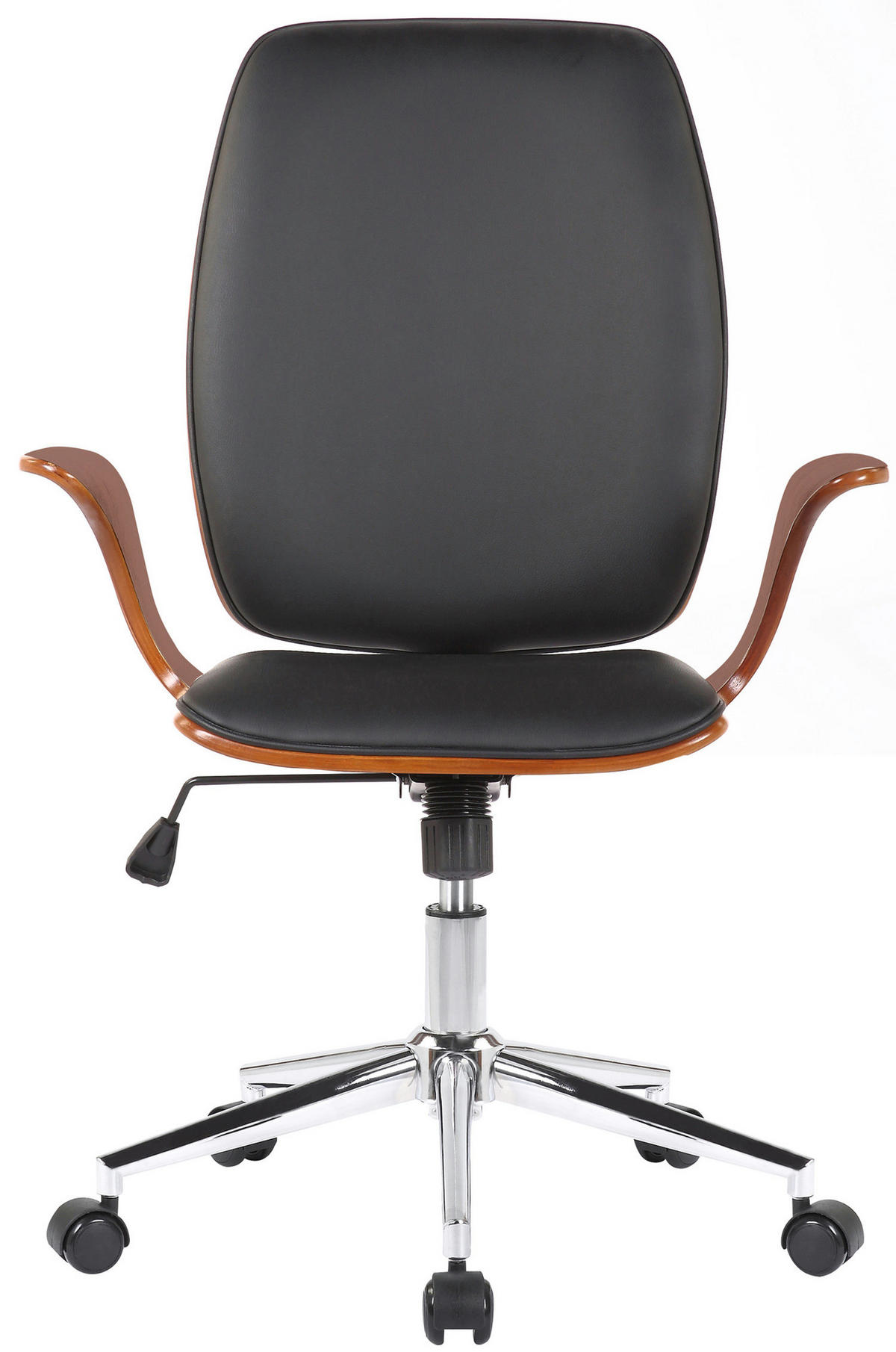 BÜROSTUHL Burton, Kunstleder Walnuss/Schwarz - Schwarz, Textil/Metall (67/101/68cm) - TPFLiving