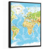 LEINWAND Bilder mit Rahmen - Weltkarte - Statistisch - Blau - Erde - Bildung - 30x40 - Blau, Textil (30/40cm) - MuchoWow