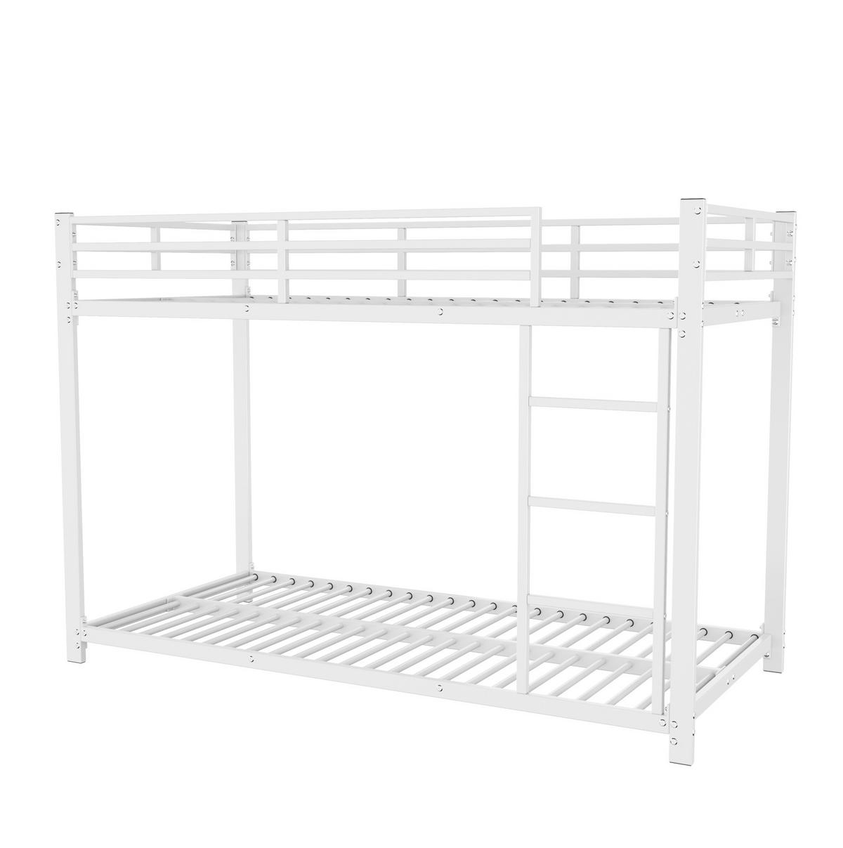 ETAGENBETT 90/200 cm Weiß aus Metall für Kinder mit Sicherheitsleisten - Weiß, Metall (90/200cm) - Flora Grace
