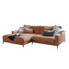 ECKSOFA CARA Braun Cord - Dunkelbraun/Schwarz, Textil/Metall (272/190cm) - KAWOLA