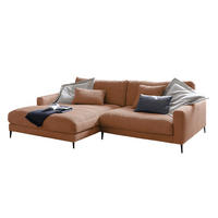 ECKSOFA CARA Braun Cord - Dunkelbraun/Schwarz, Textil/Metall (272/190cm) - KAWOLA