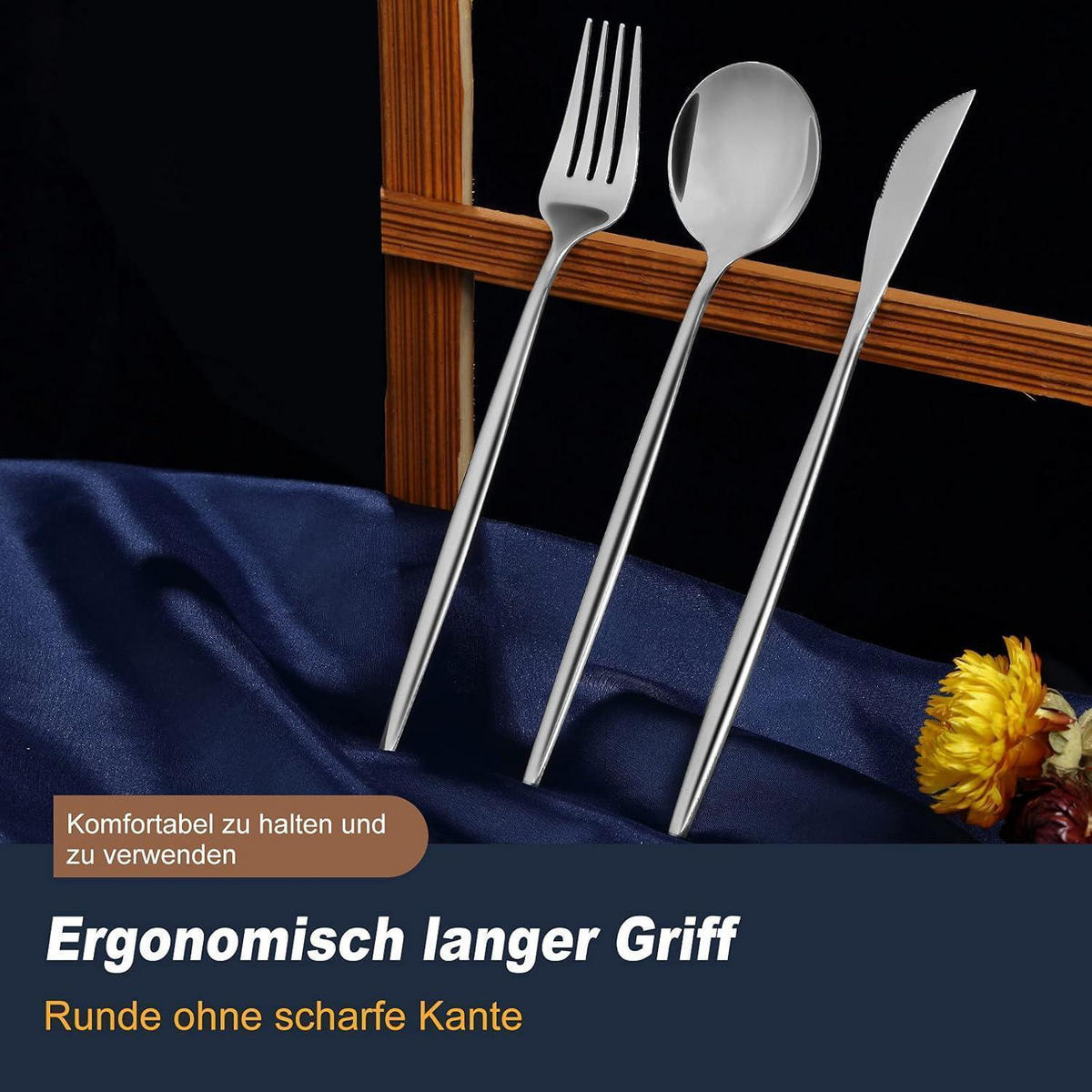 BESTECKSET 30-teilig für 6 Personen Edelstahl spülmaschinenfest - Silberfarben, Metall
