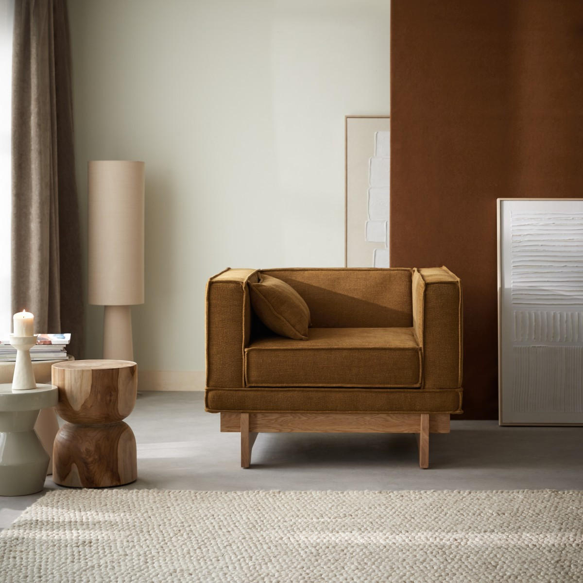 SESSEL Miu Senfgelb aus Stoff - Dunkelgelb, Textil (93/70/90cm) - Tikamoon