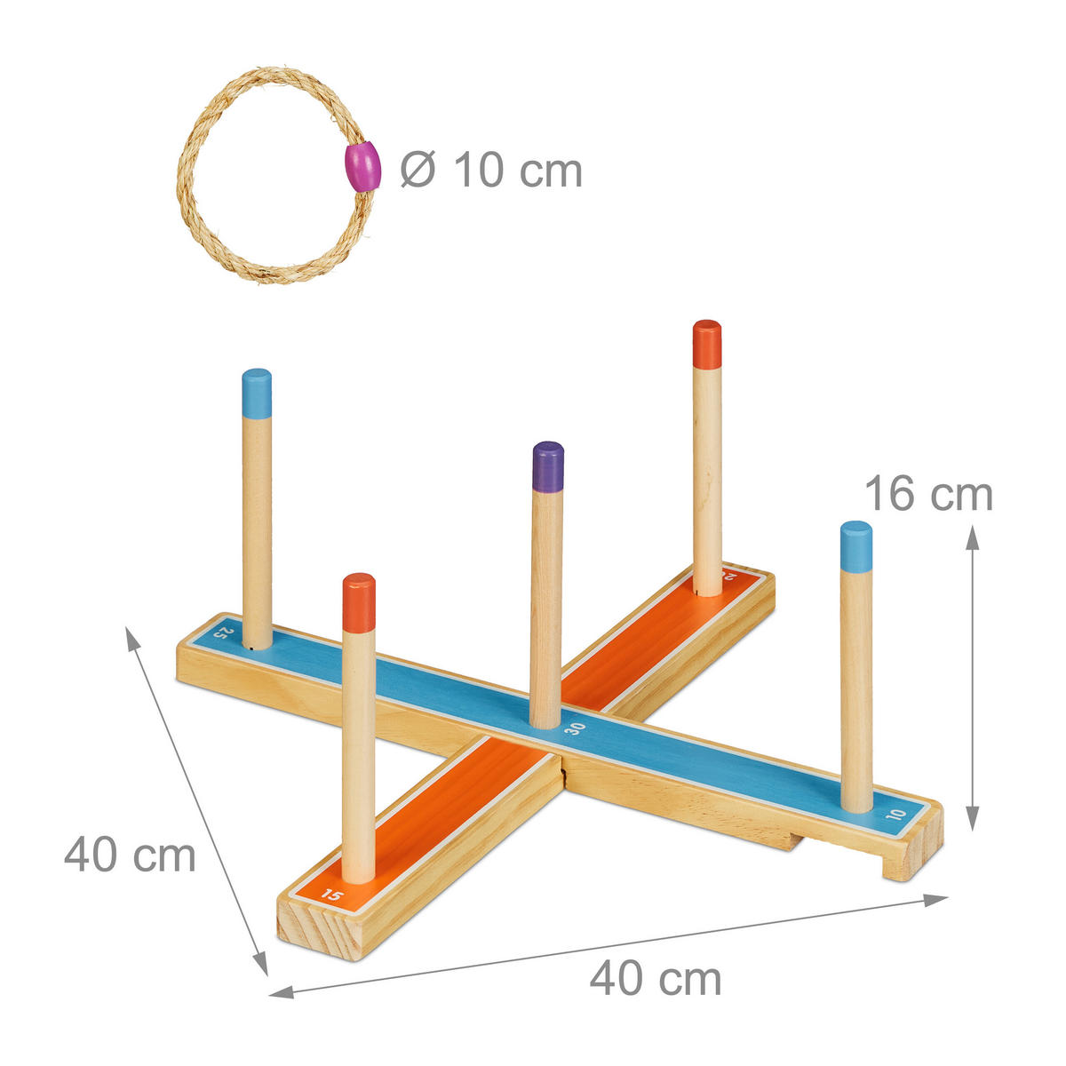 RINGWURFSPIEL - Multicolor, Holz/Textil (40/40cm) - Relaxdays