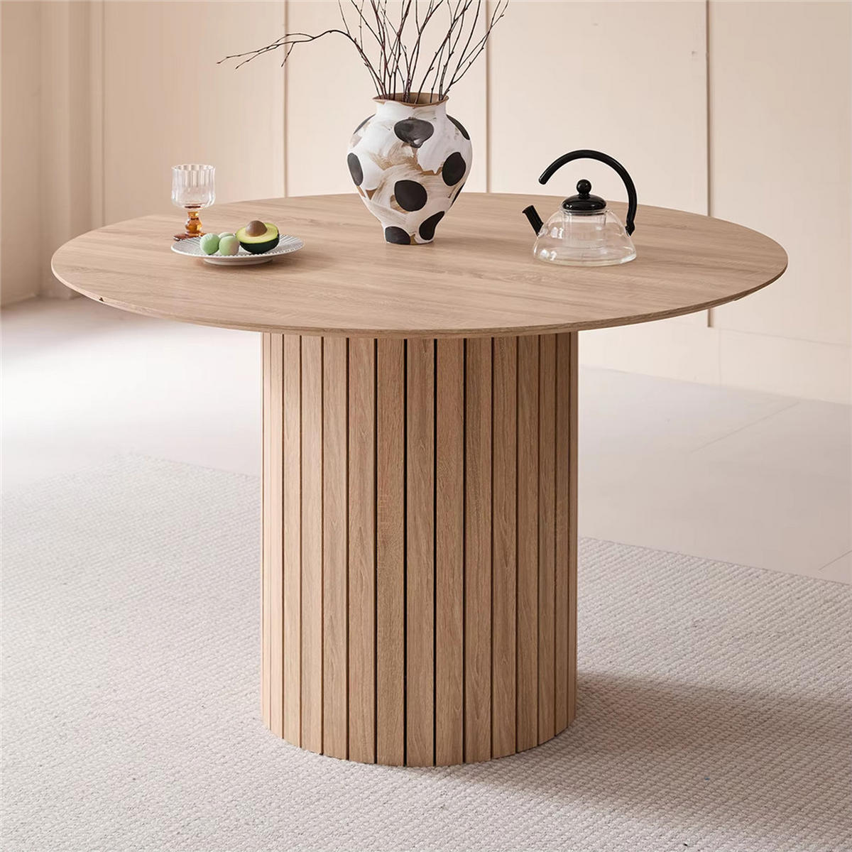 ESSTISCH rund Massivholz Wohnzimmertisch hellbraun Design - Hellbraun, Holz (120/120/76cm) - Kaket