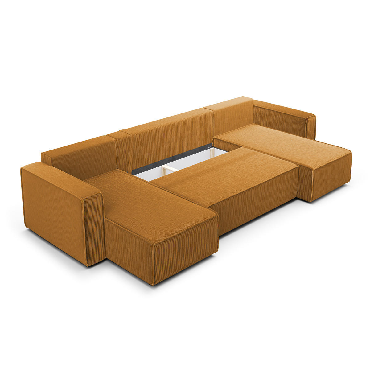 PANORAMASOFA Ezekiel 5 Sitzplätze Gelb - Gelb, Holz (309/73/145cm) - Petits-meubles