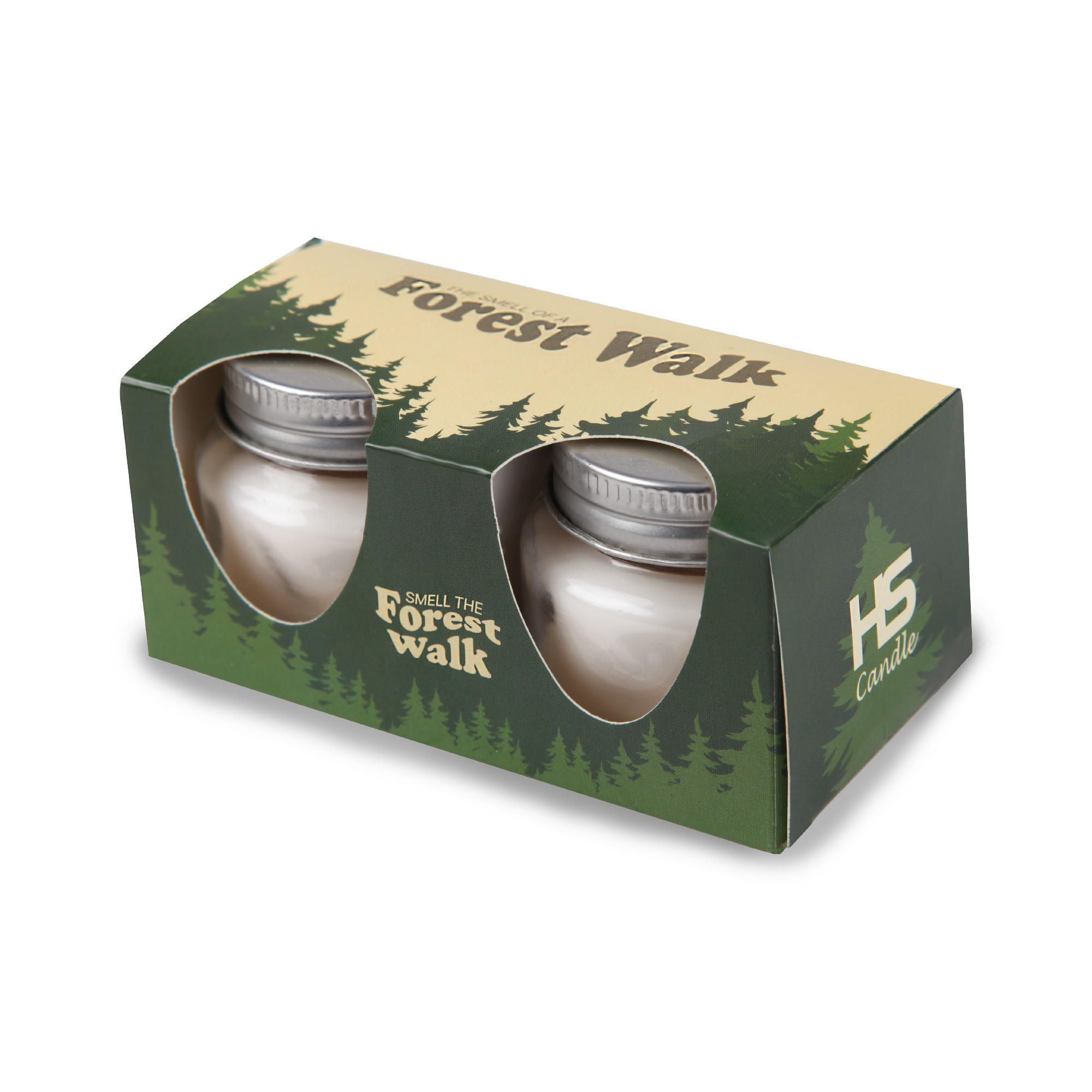 DUFTKERZE im Glas "Forrest Walk" mit Deckel, 2er Pack mit je ca. 7 Std. Brenndauer, Ø6cm, Raumduft als Geschenk und Dekoration - Weiß, Glas (6/5cm) - HS Candle