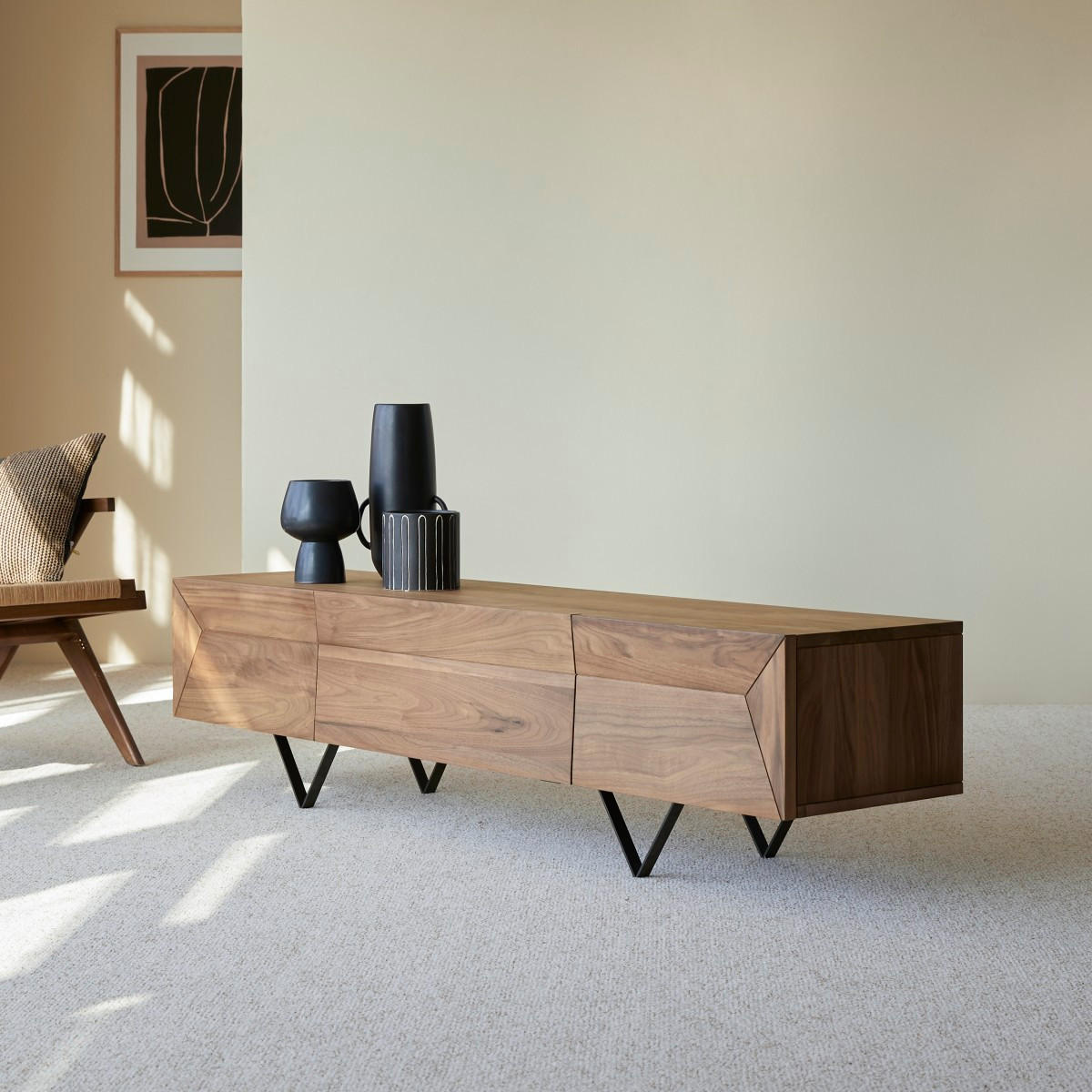 TV-SCHRANK Metric Dunkelbraun aus Walnuss - Dunkelbraun, Holz (175/43/40cm) - Tikamoon