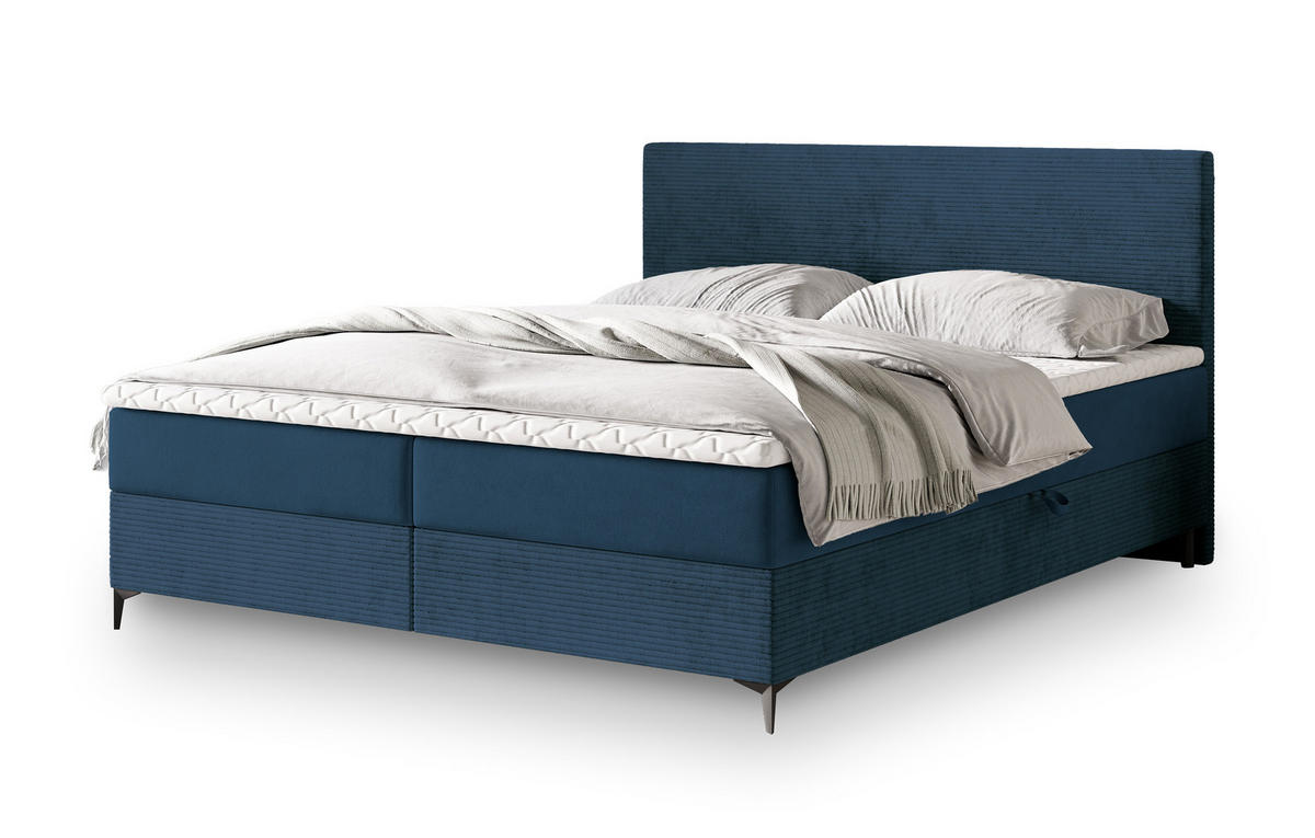 POSTEL BOXSPRING TORREL 160x200 cm, s matrací a úložným prostorem, modrá - modrá, kov/kompozitní dřevo (160/200cm) - MASSENO