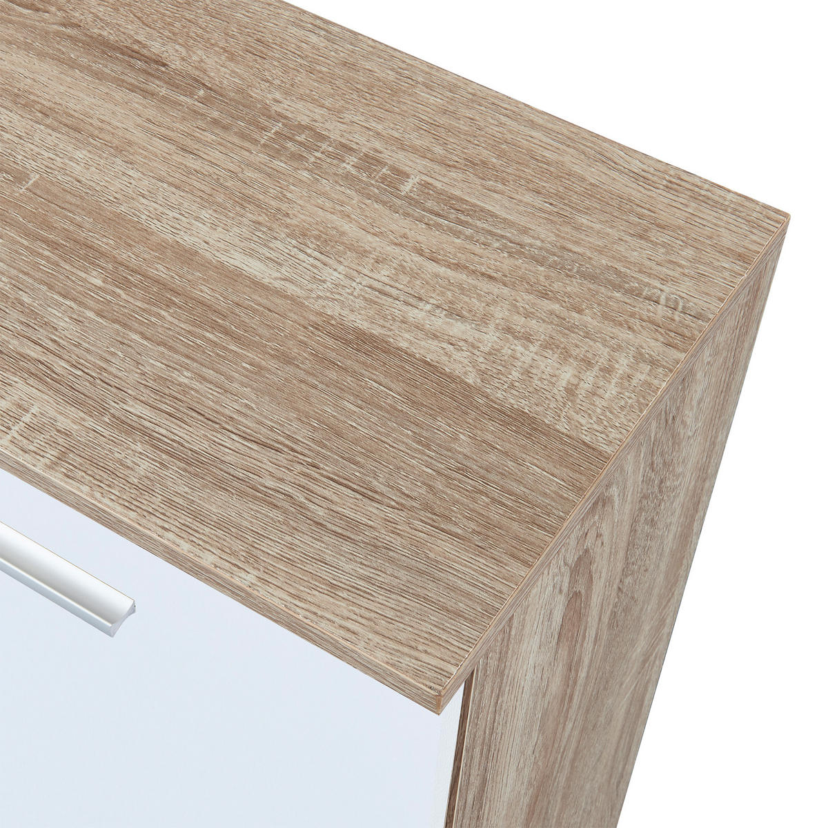 SIDEBOARD Bobeck - Eichefarben/Weiß, Holzwerkstoff (80/72/28cm) - [en.casa]