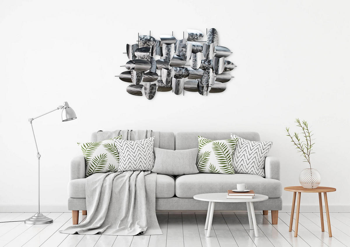 WANDDEKO Silber 128/70 cm - Silberfarben/Grau, Metall (7.5/70/8cm) - KUNSTLOFT