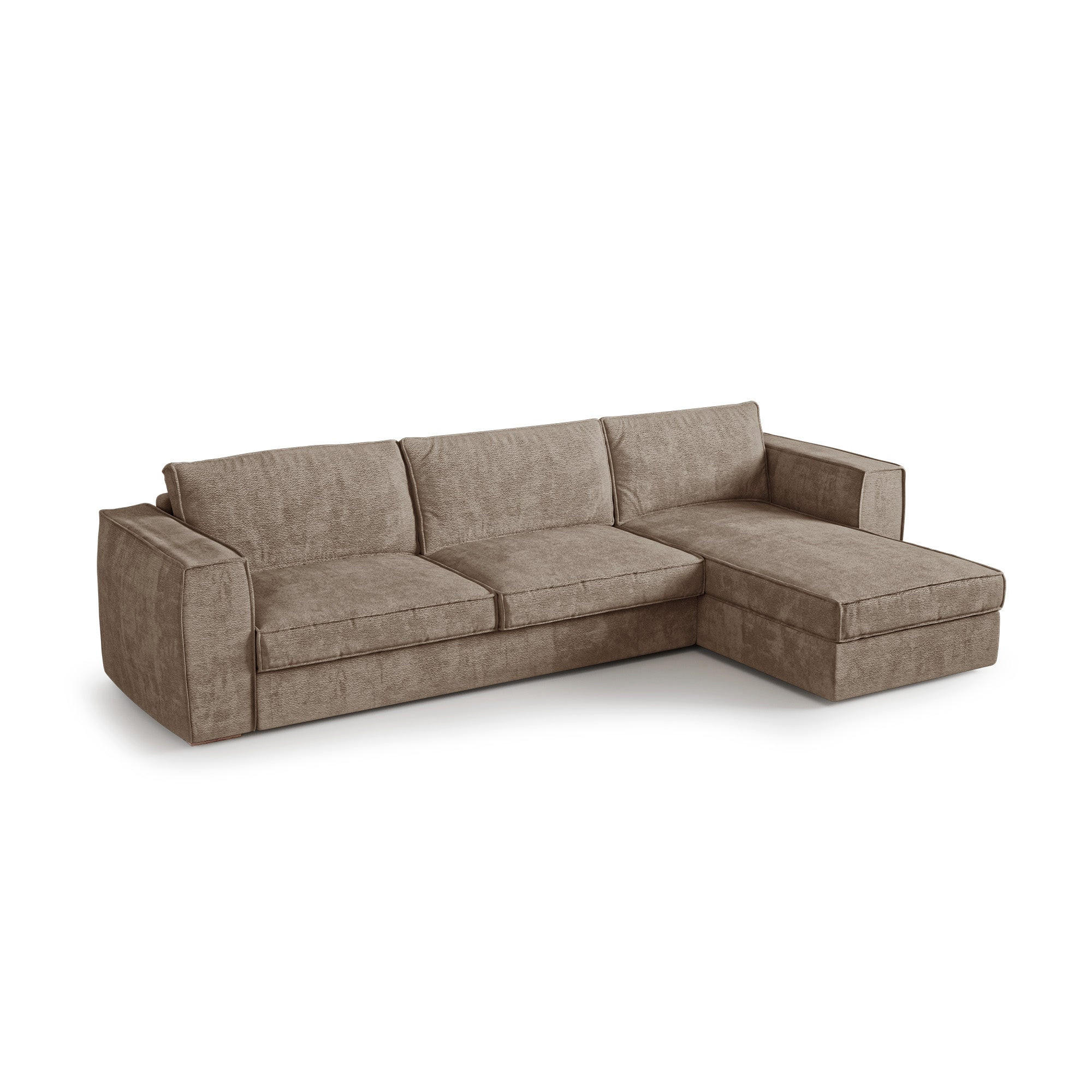 ECKSOFA rechtwinklig MIKA Köpergewebe mit weichem Griff Taupe 292cm - Taupe, Textil (292/100cm) - Premium Interiors