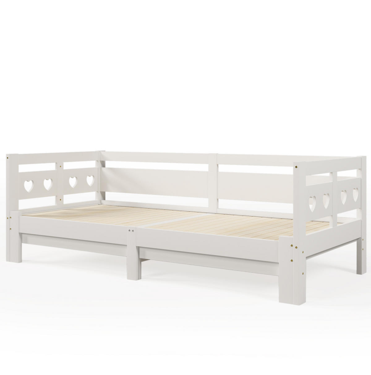 OBLAZINJENA postelja iz lesa, 98-187/206/66 cm bela, raztegljiva z 2. ležiščem - bela, leseni material (90/200cm) - BEAOK