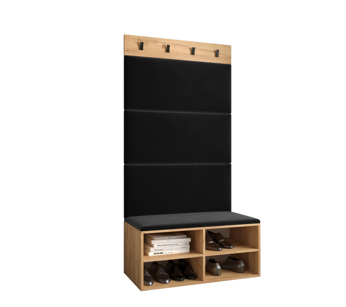 GARDEROBEN-SET 84/184/42 - Eichefarben/Schwarz, Holz (84/184/42cm) - MÖBEL KRYSPOL