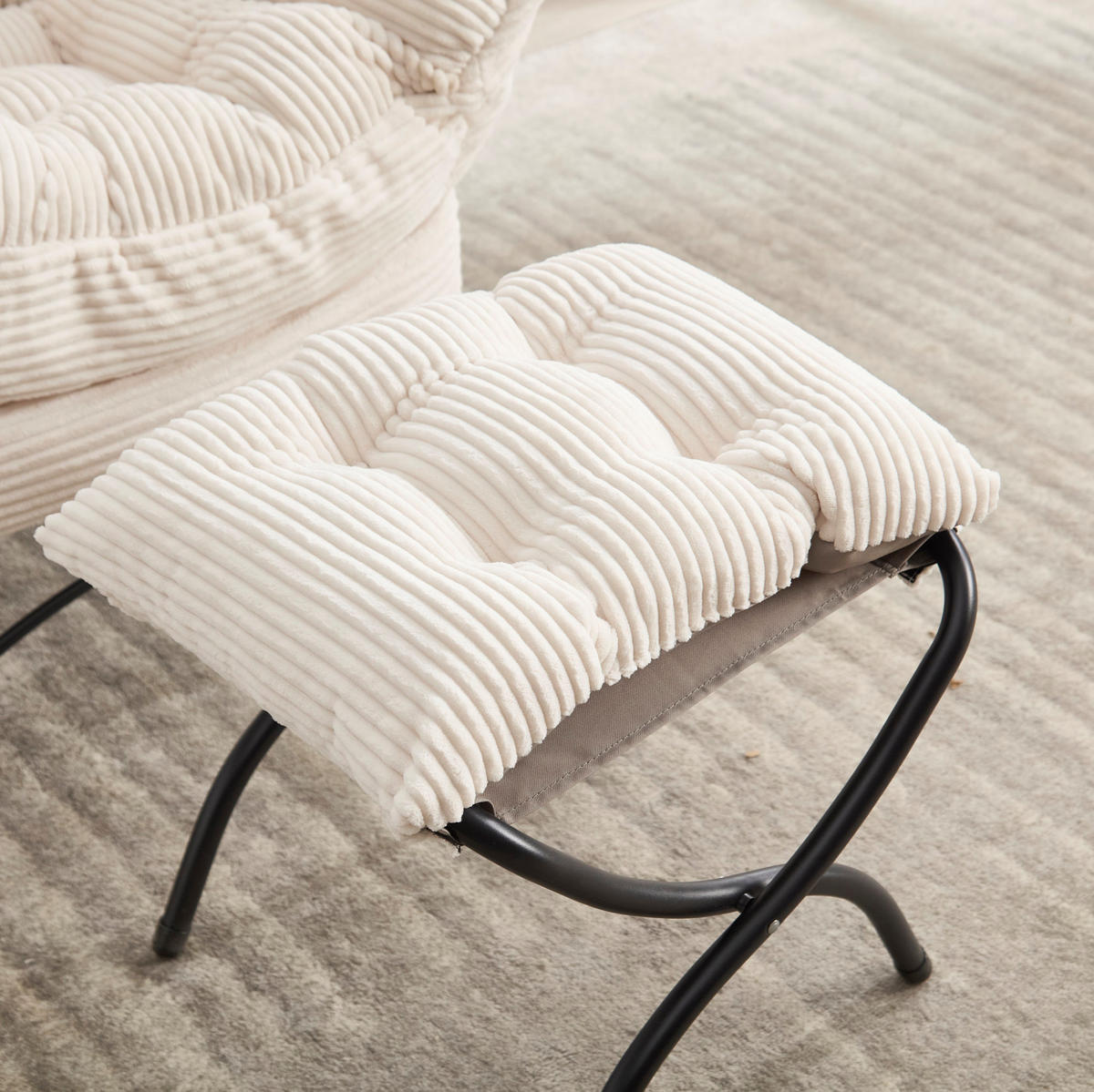 SESSEL 69.9/95/64 cm Weiß aus Stahl mit Hocker - Weiß, Textil (69.9/95/64cm) - OKMYHOME