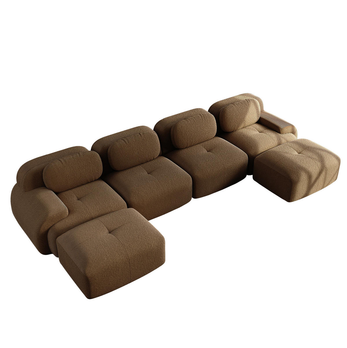 ECKSOFA 388/178/75 cm braun aus Cordstoff montagefrei mit ergonomischer Polsterung - Braun, Textil (178/388cm) - OKWISH